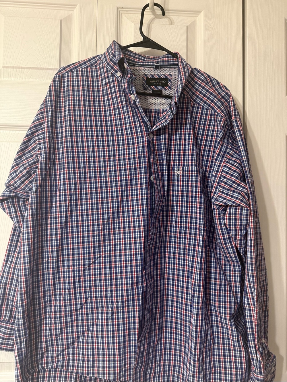 Ariat Men’s Navy and Red Western Plaid Button-Down Shirt